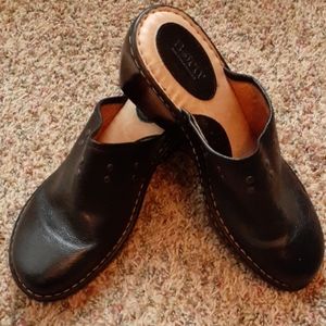 Born black leather clog with silver studs size 10